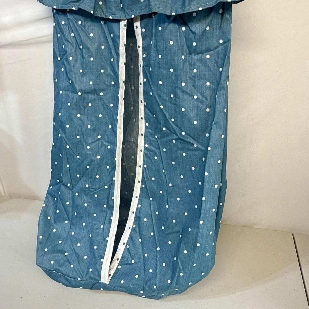 Vintage 90's Diaper Stacker Blue Polka Dot Heart Ruffle Nursery Rocking Bear